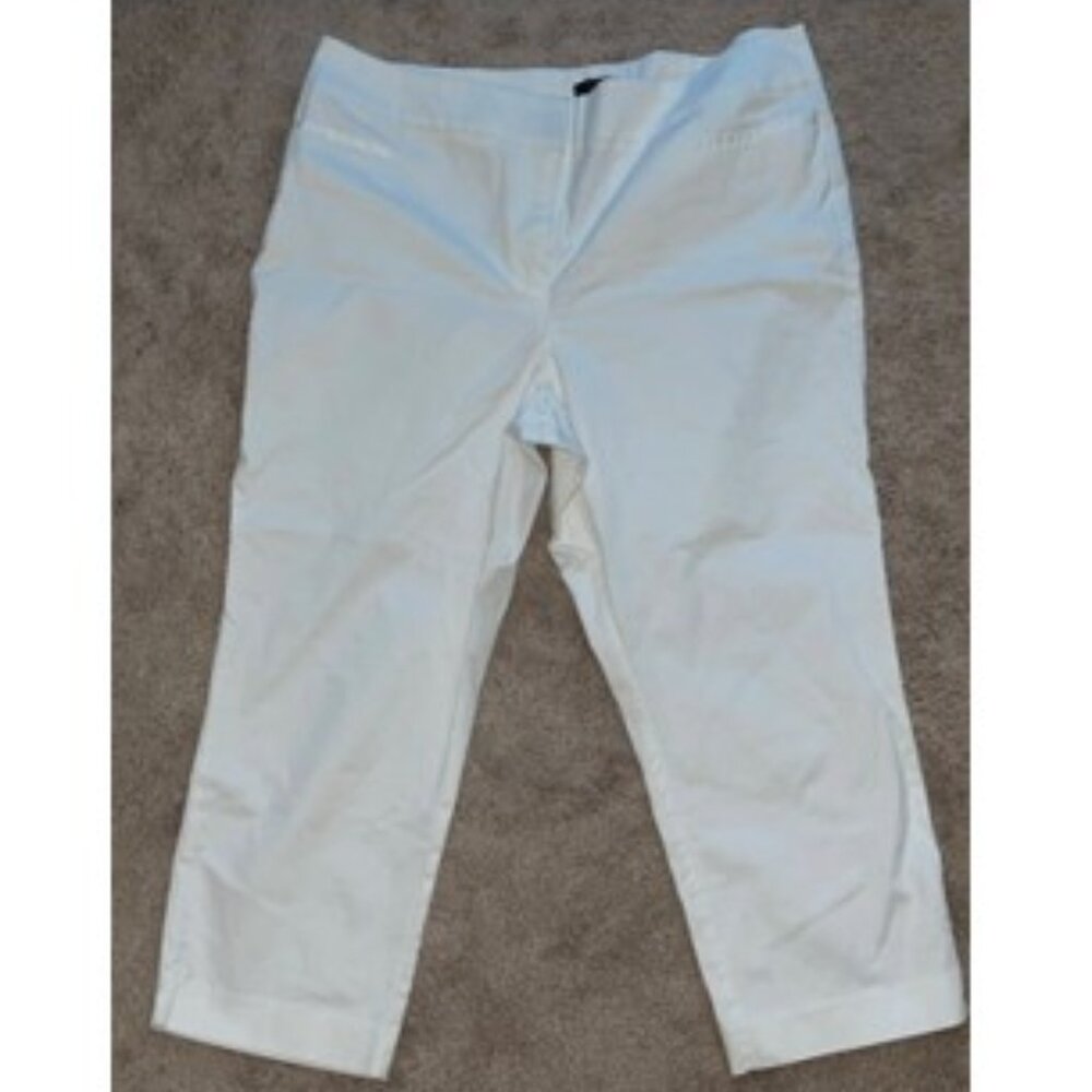 Ann Taylor Petite Women Pants 34x22 Size 14P White Cropped Pockets Zipper